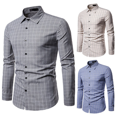Camisa Casual de Cuadros para Negocios de Manga Larga - Image 11