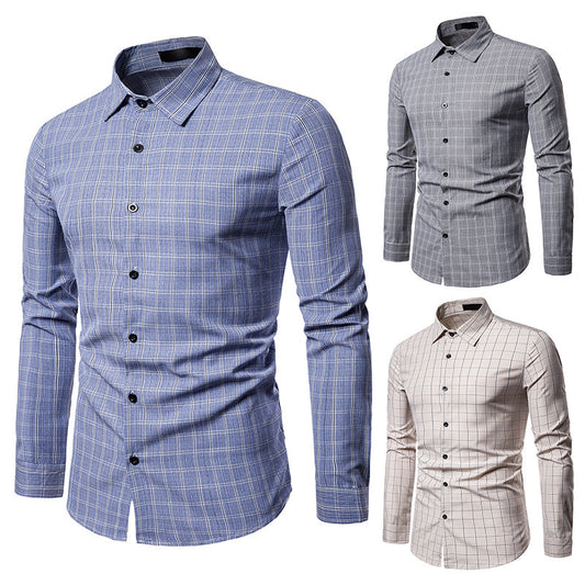 Camisa Casual de Cuadros para Negocios de Manga Larga - Image 2