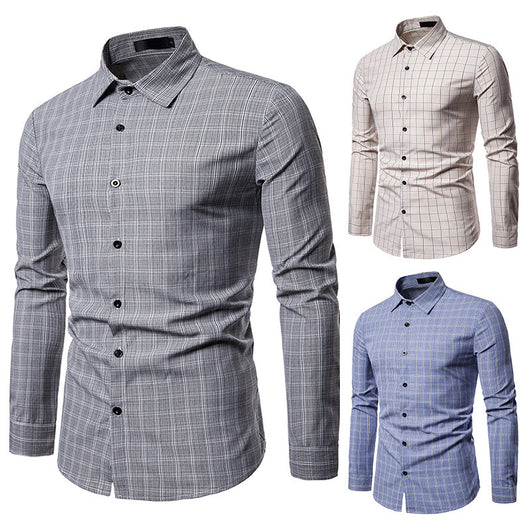 Camisa Casual de Cuadros para Negocios de Manga Larga - Image 3