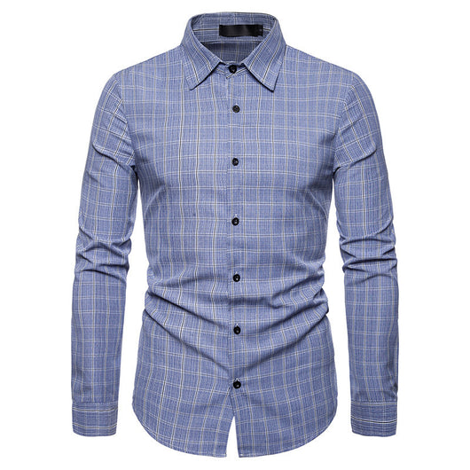 Camisa Casual de Cuadros para Negocios de Manga Larga - Image 5
