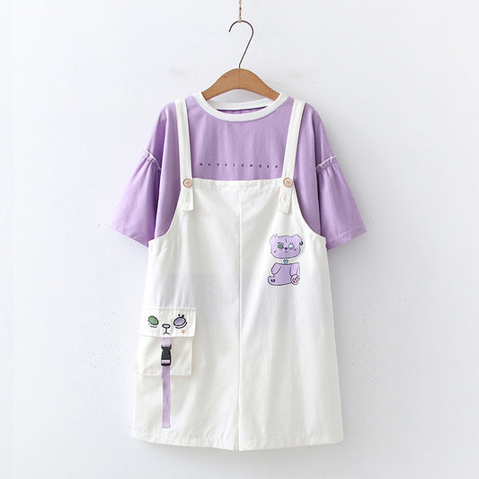 Short Denim con Tirantes Estilo Fresco para Niñas