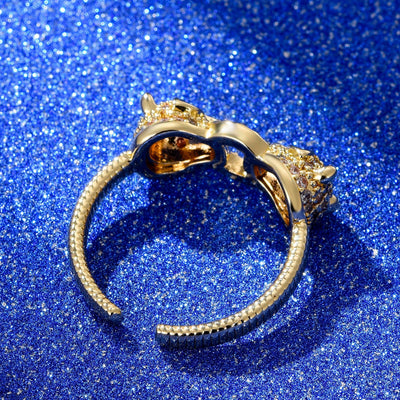 Anillo Doble Cabeza de Pantera con Circonita - Ajustable Hip-hop Punk - Image 3