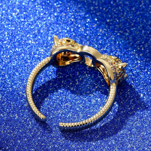Anillo Doble Cabeza de Pantera con Circonita - Ajustable Hip-hop Punk - Image 3