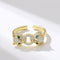 Zircon Double Panther Head Ring Popular Personality Hip-hop Punk Ring Cool Women Adjustable Leopard Finger Accessories Golden Adjustable Opening