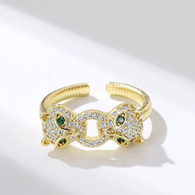 Anillo Doble Cabeza de Pantera con Circonita - Ajustable Hip-hop Punk - Image 5