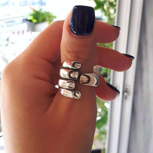 Anillos Góticos Tallados Ajustables para Pareja - Joyería Vintage Unisex - Image 3