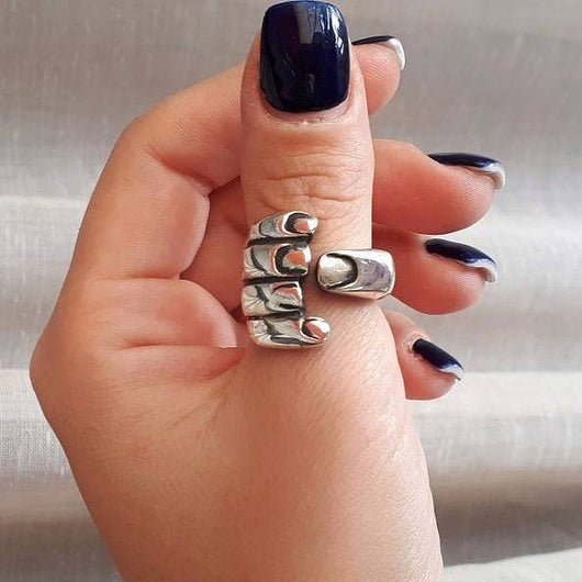 Anillos Góticos Tallados Ajustables para Pareja - Joyería Vintage Unisex - Image 7
