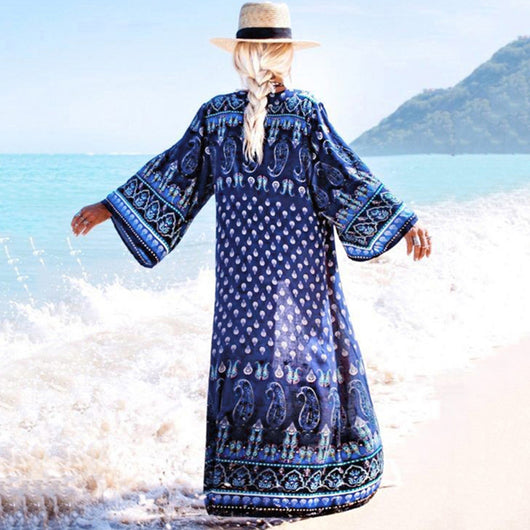 Kimono Boho de Gasa Floral Vintage - Cárdigan Suelto Playero y Protector Solar - Image 3