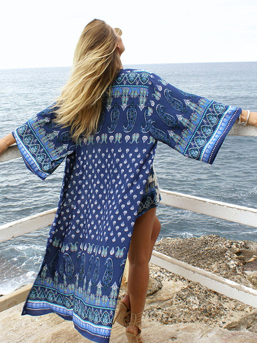 Kimono Boho de Gasa Floral Vintage - Cárdigan Suelto Playero y Protector Solar - Image 4