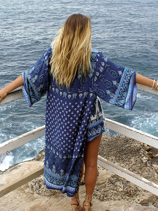 Kimono Boho de Gasa Floral Vintage - Cárdigan Suelto Playero y Protector Solar - Image 5