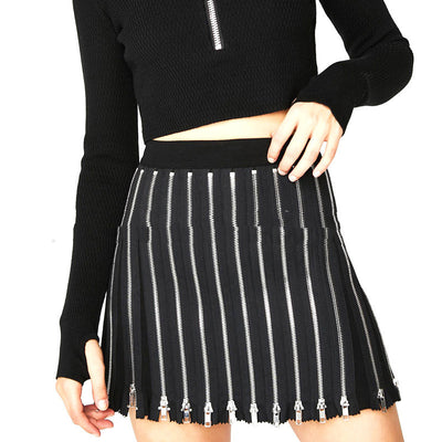 Falda Negra Cintura Alta con Múltiples Cierres - Diseño Moderno y Versátil - Image 5