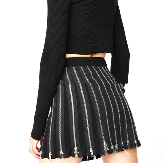 Falda Negra Cintura Alta con Múltiples Cierres - Diseño Moderno y Versátil - Image 4