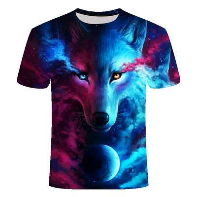 Camiseta 3D Lobo Nieve - Diseño Digital Europeo Tendencia Juvenil