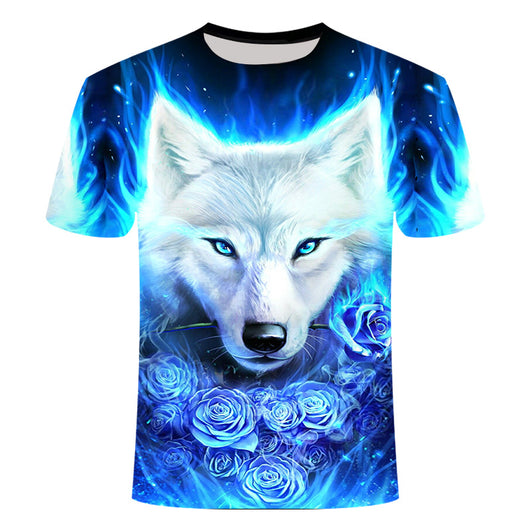 Camiseta 3D Lobo Nieve - Diseño Digital Europeo Tendencia Juvenil - Image 3