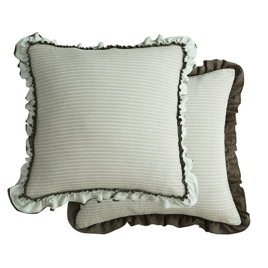 Almohada Decorativa de Lino Lavado con Encaje de Loto, Estilo Británico Pastoral - Image 12
