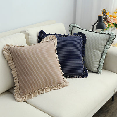 Almohada Decorativa de Lino Lavado con Encaje de Loto, Estilo Británico Pastoral - Image 13