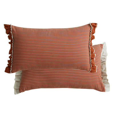 Almohada Decorativa de Lino Lavado con Encaje de Loto, Estilo Británico Pastoral - Image 14