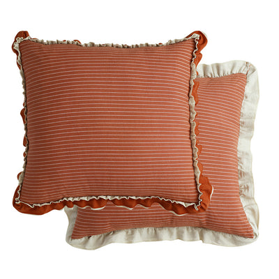 Almohada Decorativa de Lino Lavado con Encaje de Loto, Estilo Británico Pastoral - Image 22