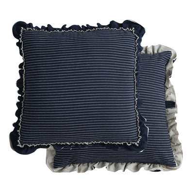 Almohada Decorativa de Lino Lavado con Encaje de Loto, Estilo Británico Pastoral - Image 5