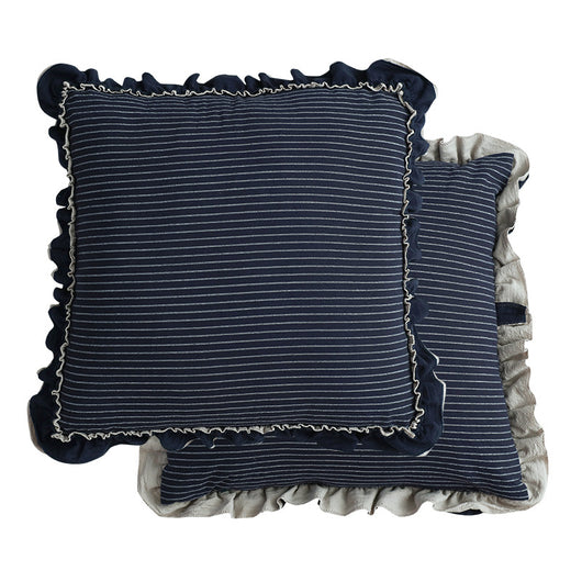 Almohada Decorativa de Lino Lavado con Encaje de Loto, Estilo Británico Pastoral - Image 5