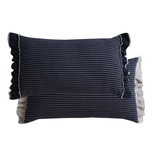 Almohada Decorativa de Lino Lavado con Encaje de Loto, Estilo Británico Pastoral - Image 10