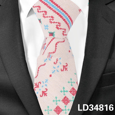 Corbata Estampada Algodón y Lino Animales y Plantas - Versión Angosta 6cm - Image 4
