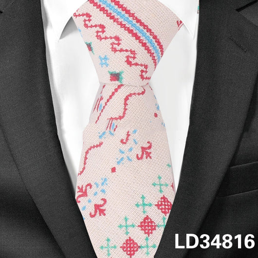 Corbata Estampada Algodón y Lino Animales y Plantas - Versión Angosta 6cm - Image 4