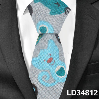 Corbata Estampada Algodón y Lino Animales y Plantas - Versión Angosta 6cm - Image 6