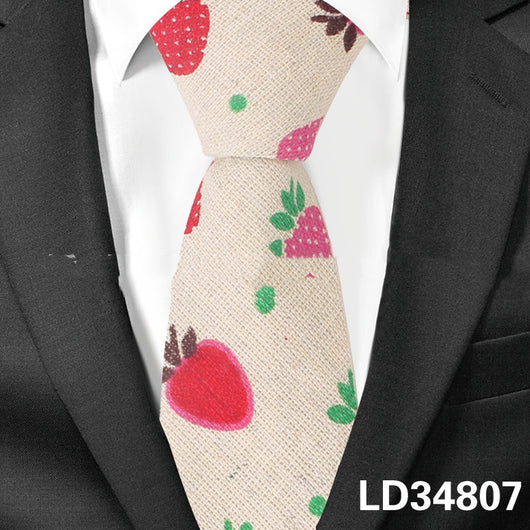 Corbata Estampada Algodón y Lino Animales y Plantas - Versión Angosta 6cm - Image 8