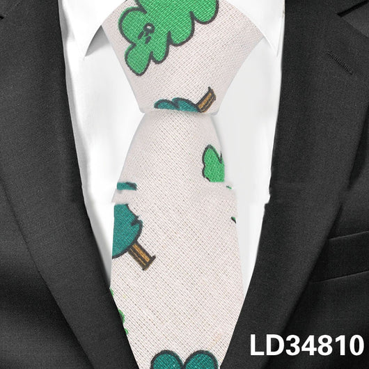 Corbata Estampada Algodón y Lino Animales y Plantas - Versión Angosta 6cm - Image 15