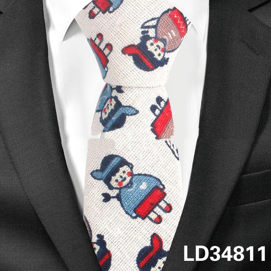 Corbata Estampada Algodón y Lino Animales y Plantas - Versión Angosta 6cm - Image 10