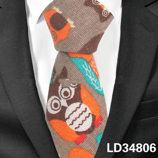 Corbata Estampada Algodón y Lino Animales y Plantas - Versión Angosta 6cm - Image 11