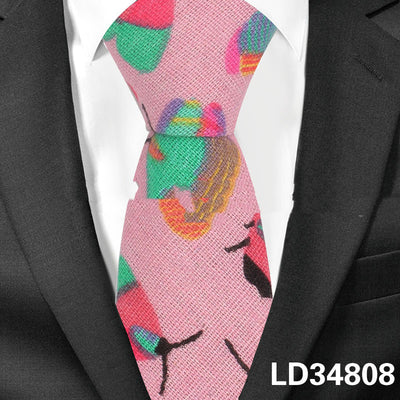 Corbata Estampada Algodón y Lino Animales y Plantas - Versión Angosta 6cm - Image 12