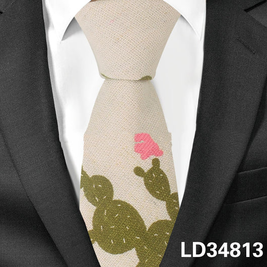 Corbata Estampada Algodón y Lino Animales y Plantas - Versión Angosta 6cm - Image 14