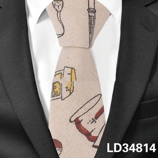 Corbata Estampada Algodón y Lino Animales y Plantas - Versión Angosta 6cm - Image 16