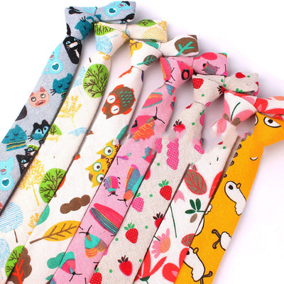 Corbata Estampada Algodón y Lino Animales y Plantas - Versión Angosta 6cm - Image 22