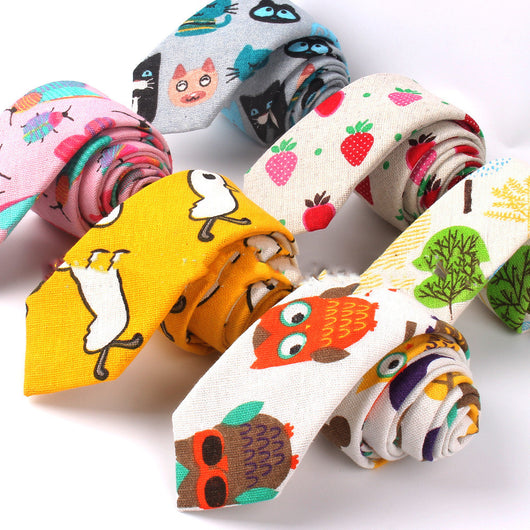 Corbata Estampada Algodón y Lino Animales y Plantas - Versión Angosta 6cm - Image 23