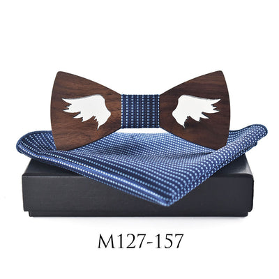 Pajarita de Madera y Pañuelo de Seda para Traje Casual y Eventos - Image 3