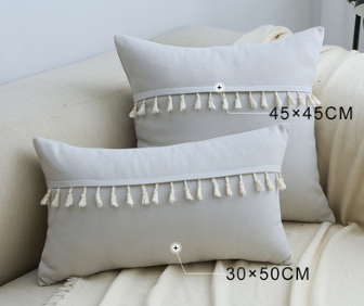 Funda de Cojín Flanela con Borlas de Encaje para Sofá y Hogar - Image 3