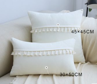 Funda de Cojín Flanela con Borlas de Encaje para Sofá y Hogar
