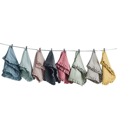 Funda de Almohada Europea de Algodón Lavado con Volantes - 48x74cm