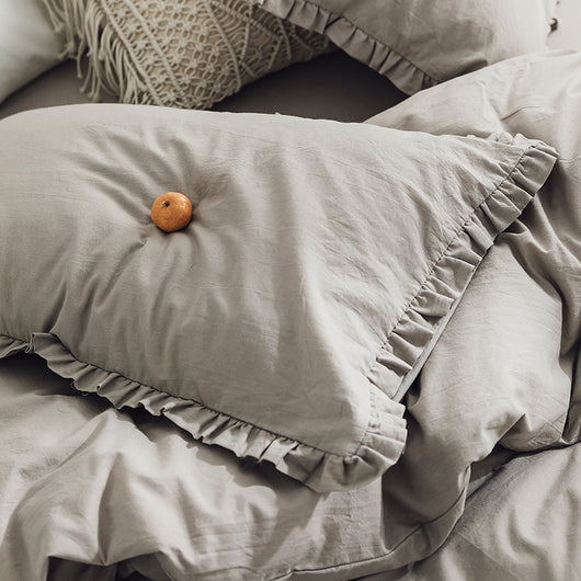Funda de Almohada Europea de Algodón Lavado con Volantes - 48x74cm - Image 4