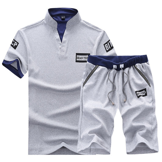 Conjunto Deportivo Casual de Dos Piezas - Camiseta V-Neck para Hombre - Image 10