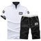 Conjunto Esportivo Casual de Duas Peças - Camiseta Masculina Gola V