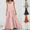 Vestido Talla Grande Escote en V sin Mangas con Costuras de Diseño