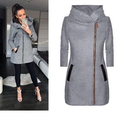 Chaqueta Sudadera con Capucha y Cierre Lateral para Mujer - Fleece Cálido - Image 2
