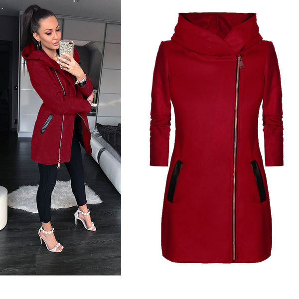 Chaqueta Sudadera con Capucha y Cierre Lateral para Mujer - Fleece Cálido