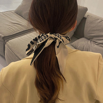 Pañuelo de Seda Estampado Pata de Gallo - Cinta para Cabello Retro Mujer - Image 8