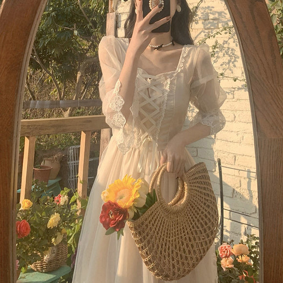 Vestido Lisianto Retro Francés para la Hora del Té