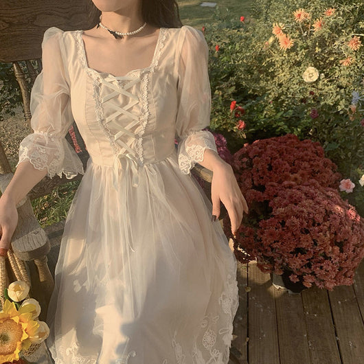Vestido Lisianto Retro Francés para la Hora del Té - Image 5